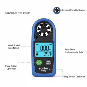 Moniteur numérique portable de vitesse du vent avec rétroéclairage LCD et mesure de la température de sensationnelle pour la navigation, les drones, le golf et les applications CVC - Product Image 6
