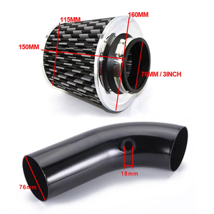 Kit de filtre à air d'admission en aluminium 76 mm pour voiture, type champignon, haute performance, pour air froid, avec tuyau d'admission - Product Image 5