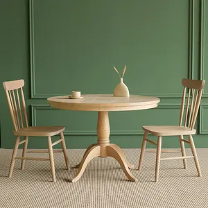 Juego de mesa de comedor con patas de León, mueble de madera maciza de roble, redondo, antiguo, 110 cm, venta al por mayor