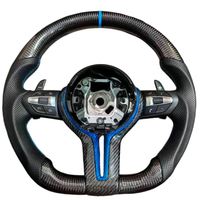Volant de voiture en cuir perforé avec fibre de carbone, modèle sport Blue Stitch, pour BMW 2019 2016 2017 M440i F10 F30 F80 540i