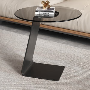 Entrega rápida, muebles modernos y duraderos para el hogar, parte superior de vidrio templado, marco de Metal negro decorativo, mesas laterales/de centro - Product Image 1