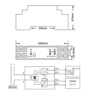 Module <span class=keywords><strong>convertisseur</strong></span> transducteur de courant AC isolé sur rail DIN, entrée 0-5AAC 0-10AAC, sortie 4-20mA 0-10V - Product Image 5