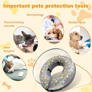 2-in-1 şişme köpek koni ayrılabilir anti-yalama kalkan ayarlanabilir köpek koni yaka ameliyattan sonra yumuşak köpek Donut yaka - Product Image 5