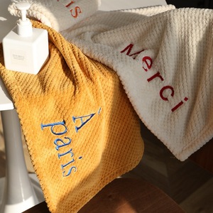 Hand Towel Square Embroidered Letter Polyester Fiber Hypoallergenic Home Use - Product Image 2