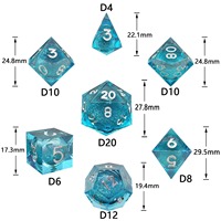 Dés à vingt faces en résine à noyau liquide avec sable mouvant pour jeux de rôle D&D, ensemble de dés Cthulhu à angle droit