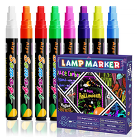 Marqueur Fluorescent Effaçable pour Tableau Lumineux, Stylo LED 8 Couleurs, Tableau d'Affichage Lumineux, Graffiti, Tableau Noir, Soluble dans l'Eau, Sans Poussière, pour Verre