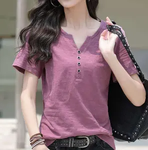 Latest wholesale new tops ladies shirt cotton fashion plus size blouse women t shirt