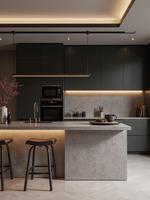 Armoires sur mesure en contreplaqué haut de gamme : bois mélaminé, bois, design moderne de cuisine de villa