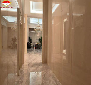 Diseño interior de lujo moderno para villas Panel de pared de mármol beige <span class=keywords><strong>Shanna</strong></span> de gama alta Pulido Bianco Botticino Losa grande para elegante - Product Image 4