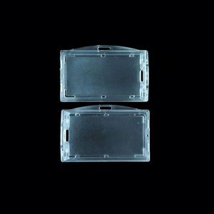 Porte-badge professionnel en plastique rigide transparent pour PC, vertical et horizontal, robuste et durable avec extracteur de carte - Product Image 2