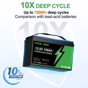 Batería LiFePO4 de 12V en Stock en la UE, 100Ah 200Ah 300Ah, Batería de Fosfato de Hierro y Litio OEM ODM, Paquete de Baterías Solares DATOU para Barcos - Product Image 3