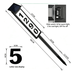 Luz de señalización LED para exteriores con energía solar, montada en el suelo, con pantalla alfanumérica, indicador de señalización vial con doble fuente de luz - Product Image 3