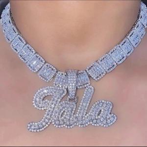 TongLing-collar con colgante personalizado con nombre, joyería con zirconia cúbica, placa con nombre, inicial