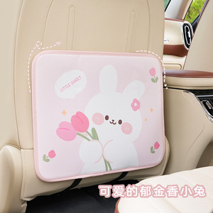 Housse de siège arrière de voiture en cuir imprimé motif ours mignon, protection anti-taches pour l'intérieur de la voiture - Product Image 3