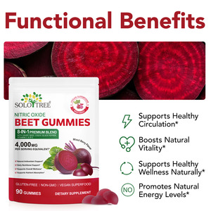 SOLOTREE 무설탕 천연 비트 뿌리 구미 영양 지원 여성과 남성을위한 에너지 및 초점 지원을위한 비트 뿌리 구미 - Product Image 3