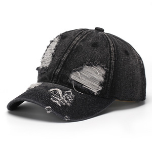 Cappellino da Baseball in Denim Strappato Stile Streetwear, Vintage, Lavato, con Visiera Curva e Top Morbido - Product Image 5