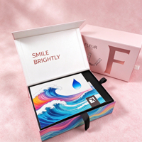 Boîte cadeau magnétique pliable or rose avec impression artistique ondulée, insert en velours noir, kit orthodontique pour aligneurs dentaires, logo personnalisé