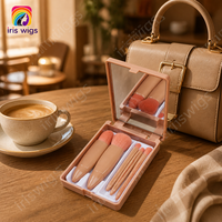 Pinceaux de maquillage professionnels personnalisés pour le visage, ensemble de 5 pinceaux synthétiques pour les lèvres et les yeux, poignée en plastique, sac de voyage, échantillon gratuit