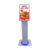 Máquina de pago para restaurantes con pantalla táctil curva de 23.6 pulgadas, kiosco interactivo de autoservicio con soporte de pie, impresora y escáner de códigos QR.