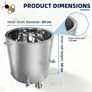 Cuve de fusion de miel électrique commerciale à double chaudière en acier inoxydable 304, fondoir à cire d'abeille <span class=keywords><strong>150L</strong></span> 220V - Product Image 6