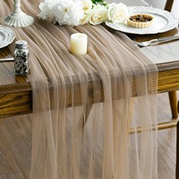 Nappe de table en filet de couleur unie, nappe en polyester, décoration d'intérieur, décoration d'arche de mariage américaine, voile de table pour banquet