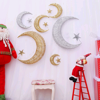 Décorations de noël étoiles et lune en fer, affichage des décorations de noël