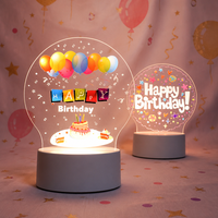 Lampes de nuit d'anniversaire 3D à illusion optique, modernes, en plastique, LED, écologiques, certifiées CE, 7 couleurs réglables, pour gâteau d'anniversaire, table, chambre