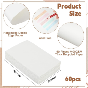 Acuarela hecha a mano 300 GSM borde cubierto blanco papel texturizado de algodón Vintage hecho a mano para invitaciones, escritura, dibujo - Product Image 2