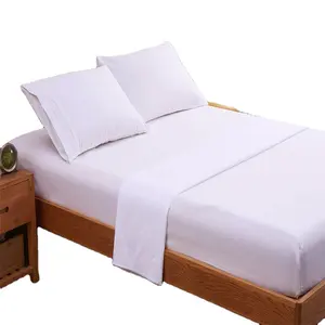 Branco 100% Algodão Folha de Cama Queen Size Folha de Bolso Profundo Equipado