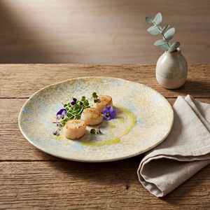 ชุดจานเซรามิกเคลือบด้านทรงกลมสำหรับของหวาน เหมาะสำหรับร้านอาหารตะวันตก โรงแรม จานตื้นระดับไฮเอนด์ ขายส่ง - Product Image 2