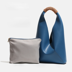 Custom Genuine Leather Women Casual Designer Shoulder <b>Bag</b> With Woven Handle - Product Image 6