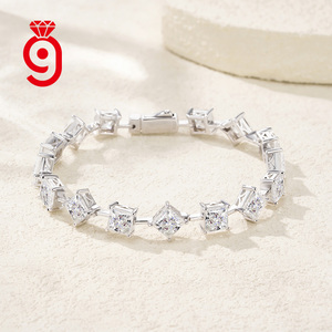 Bracciale in <span class=keywords><strong>Argento</strong></span> 925 con Moissanite VVS, Pietre Quadrate di Moissanite, Gioiello di Lusso in <span class=keywords><strong>Argento</strong></span> Regolabile per Occasioni Speciali - Product Image 4
