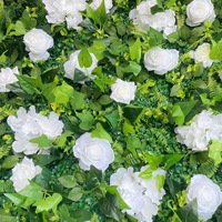 NINI Green 8ft Décoration Murale Florale Extérieure Faite à la Main, Fond de Scène Artificiel de Fleurs Simulées pour Mariage, Hôtel et Événements