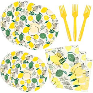 Donghui mùa hè chanh chủ đề dùng một lần Bộ đồ ăn trang trí bên dày giấy tấm khăn ăn cốc Bộ đồ ăn bên Nguồn cung cấp - Product Image 1