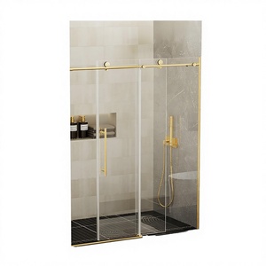 Porte de douche coulissante moderne sans cadre pour salle de bain 56-60 L x 75 H 8 mm Verre trempé Design silencieux à fermeture douce - Product Image 2