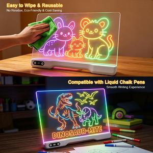 Set <span class=keywords><strong>di</strong></span> Giocattoli Educativi per Bambini, Lavagna LED per Disegno, Tavoletta Acrilica Cancellabile a Secco per Casa, Scuola, Ufficio, <span class=keywords><strong>Arte</strong></span> da Scrivania - Product Image 4