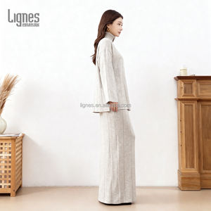 Ensemble Abaya 2 pièces en coton avec poches, haut et pantalon, vêtements islamiques personnalisés, Abaya d'hiver pour femmes - Product Image 2