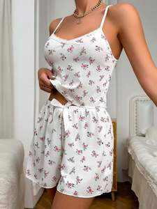 Conjunto de Shorts con Tirantes Sexys de Verano Sfy-y1518, 2 Piezas, Camisola con Estampado Floral, Pijama para Mujer, Ropa de Dormir Informal y Sensual para Chicas - Product Image 3