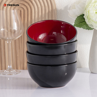 Chine Prix Bas Vaisselle Irrégulière 16 Pièces Rouge Brillant Noir Moderne Service de Table en Grès Céramique pour la Maison