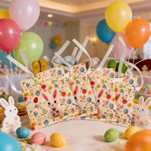 Bustina in Velluto con Orecchie da Coniglio, con Coulisse, per Bomboniere o Gadget Pasquali 16x19cm - Product Image 3