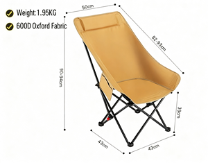 <b>Camping</b> Furniture Three-Position Adjustable High Back <b>Moon</b> <b>Chair</b> Portable Folding Beach Fishing <b>Chairs</b> with Side Pockets - Product Image 4