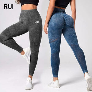 RUIQUWIN Vente en gros OEM Leggings de yoga taille haute en Spandex/Nylon, extensible dans les quatre sens, séchage rapide, pour le sport, la gym, effet froncé aux fesses, pantalon de course - Product Image 1
