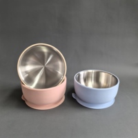 Ensemble de vaisselle pour bébé en acier inoxydable, sans BPA, antidérapant, assiette et bol en silicone pour enfants, ensemble de repas pour tout-petits