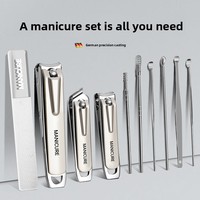 Longhui – Kit de manucure allemand incliné 10 pièces, coupe-ongles haut de gamme, ensemble portable avec étui en cuir et outils d'hygiène auriculaire