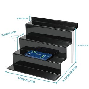Estante de Almacenamiento Acrílico Tipo Escalera, Estante para Cosméticos Transparente con Espejo, Expositor Multicapa Portátil para Modelos - Product Image 3