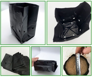 Sacs <span class=keywords><strong>de</strong></span> culture réutilisables en plastique noir pour pépinière, pots <span class=keywords><strong>de</strong></span> culture extérieurs pour concombres, tomates, fleurs, capacité personnalisable en gallons - Product Image 4