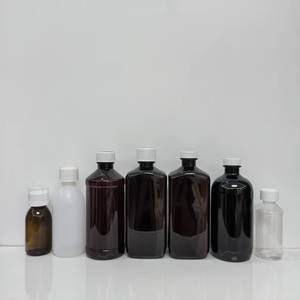 Botol Plastik PET 473ml Warna Coklat untuk Jus & Sirup Batuk, Tutup Sekrup Segel Foil dengan Label Sablon dan Booklet Kertas - Product Image 1