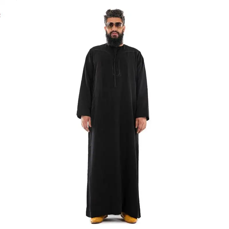 ثوب إسلامي للرجال في المغرب أسود للرجال العرب ملابس إسلامية مصنوعة من قماش ملون جديد متين