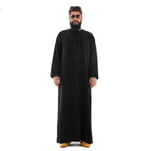 Marokko Heren Moslim Gewaad Zwart Arabisch Heren Gemaakt 2023 Nieuwe Effen Colour Stof Islamitische Kleding