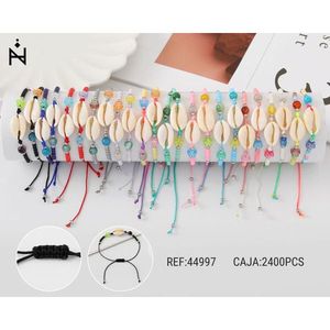 Braccialetto PULSERA-TUBO con Perline a Forma di Conchiglia Multicolore, Confezione da 2400 Pezzi, Gioielli alla Moda - Product Image 1